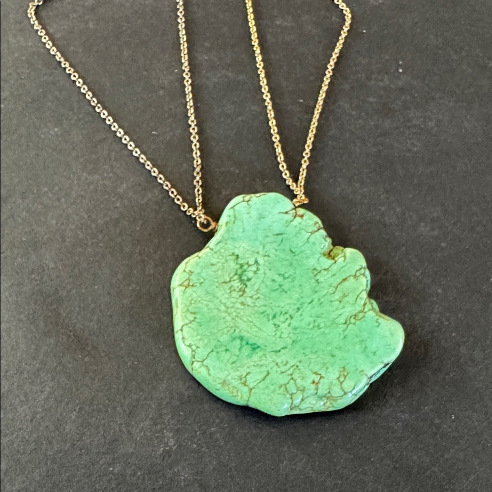 Vintage Turquoise Slab Pendant Necklace - Picture 8 of 15